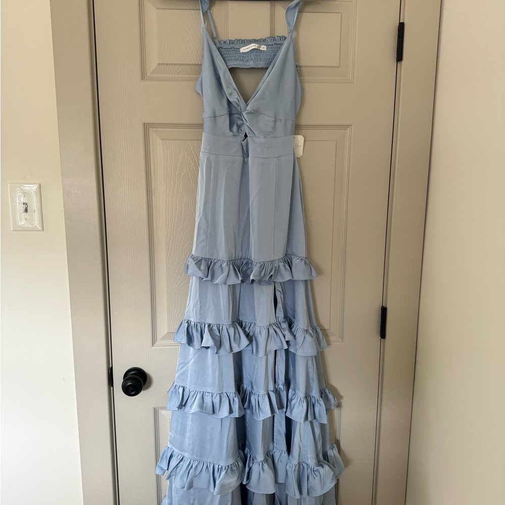 Altar'd State Blue Tiered Ruffle Maxi Sundress